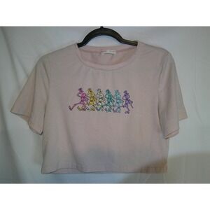 Romwe Dancing Skeleton Grateful Dead Crop Top Womens Size‎ S Short Sleeve Tee
